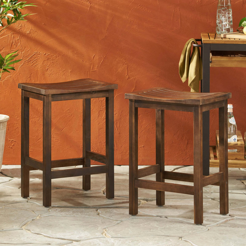 Tabouret de bar d'extérieur en bois d'acacia résistant aux intempéries