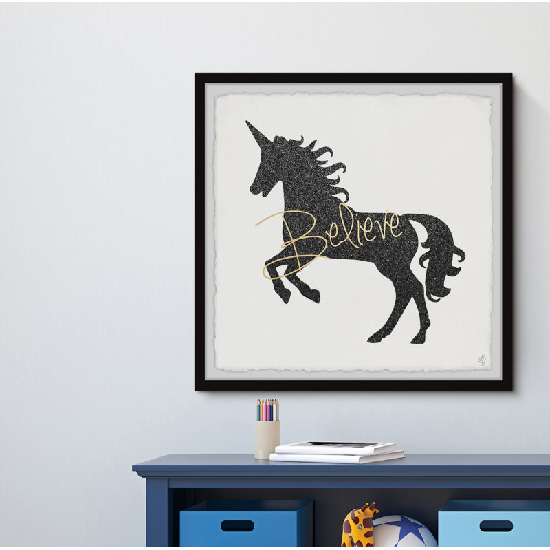 « licorne believer », art encadré Dahle, H 24 po x l 24 po x P 1,5 po