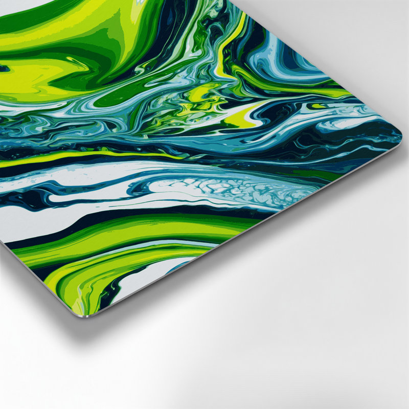 Abstrait art fluide en métal vert 42, H 12 po x l 12 po