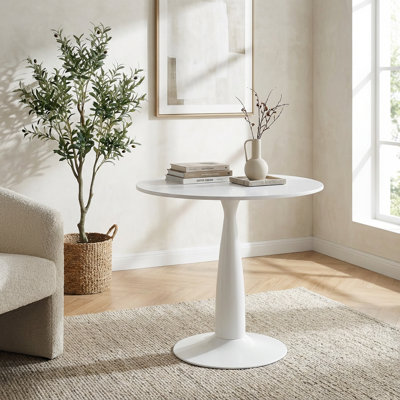 Mid-Century Modern Pedestal Table, Multi-Functional Dining Table for 4-6 People MDF Top