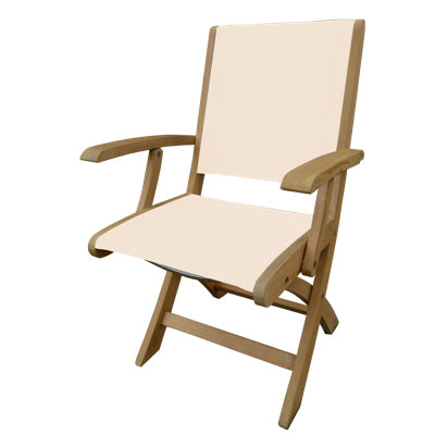 Riviera Teak Outdoor Sling Folding Dining Armchair