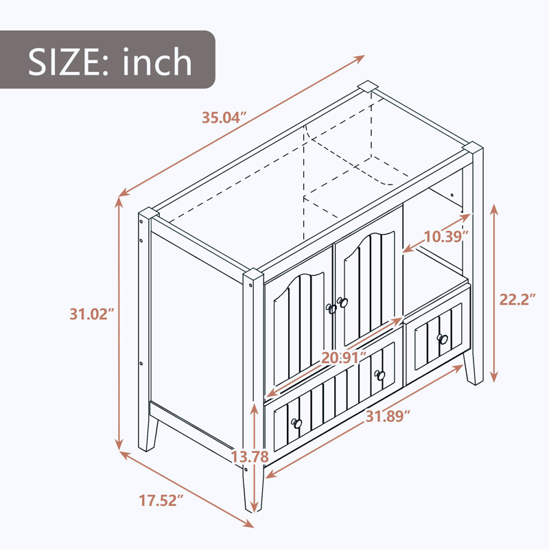 Base de meuble-lavabo simple 36 po seulement, Brun