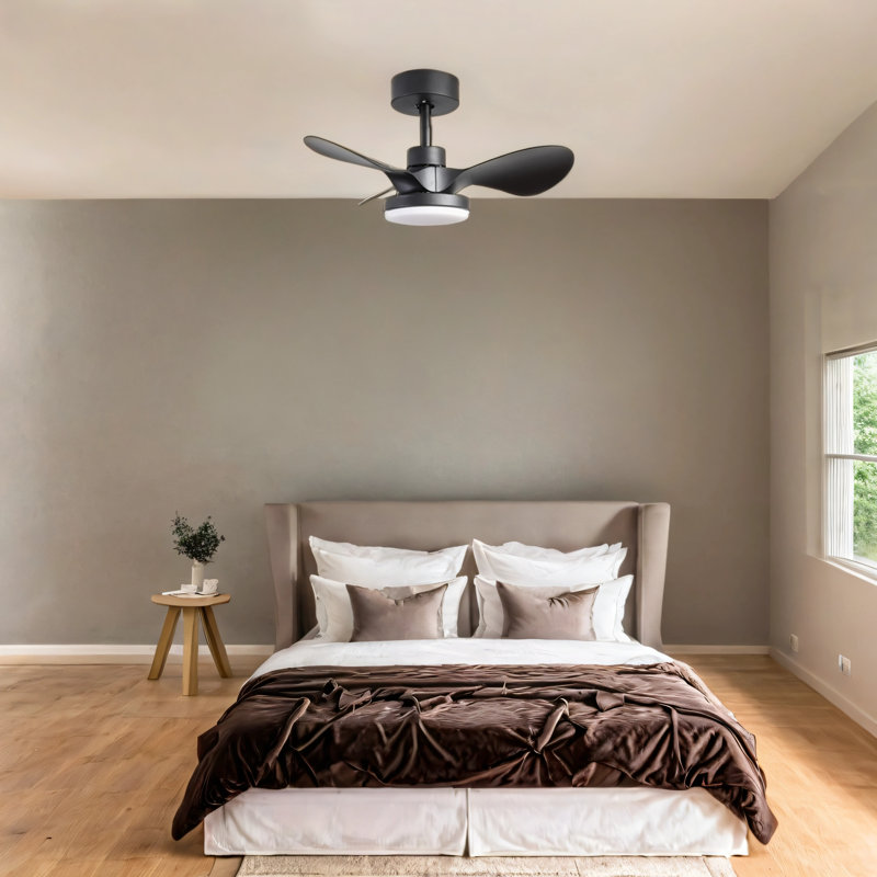 Petit ventilateur de plafond de 24 po avec télécommande légère, ventilateur de plafond noir moderne à profil bas, moteur CC réversible silencieux à 6 vitesses pour la chambre à coucher, cuisine
