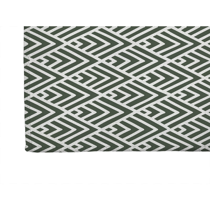 Chevron Spike Non-Slip Outdoor Rug, Runner 2'6" x 8'
