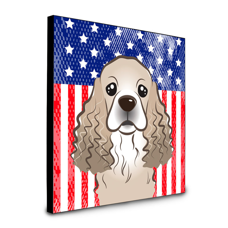 « american flag », art encadré Macomb, Épagneul cocker