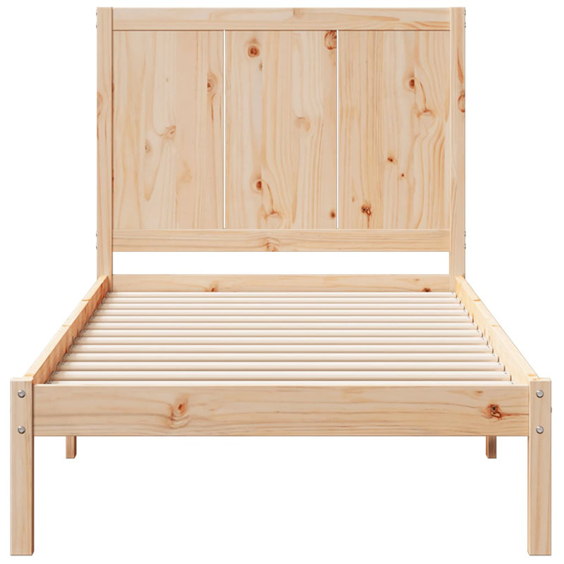 Marcotte Solid Wood Bed, 100 x 220cm, Natural