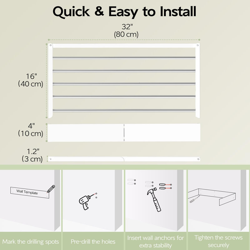 Stainless Steel Wall-Mounted Drying Rack