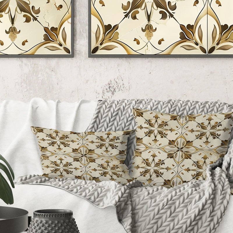 Black Beige Tiles Pattern - Tiles Pillow, 16"H x 16"W, Square