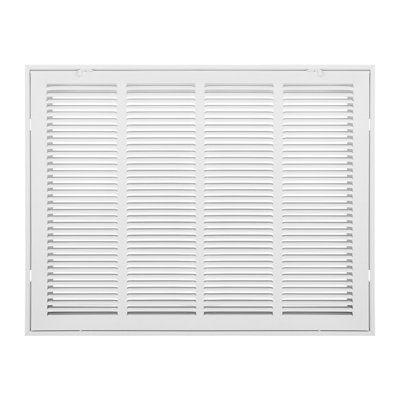 Grille de filtre de reprise d'air, compatible avec une ouverture de conduit de 61 x 46 cm (L x H), filtre non inclus, couvercle de grille de reprise d'air mural, grille de reprise d'air en acier thermolaqué avec façade/porte amovible pour filtres de 2,5 cm (1 pouce)