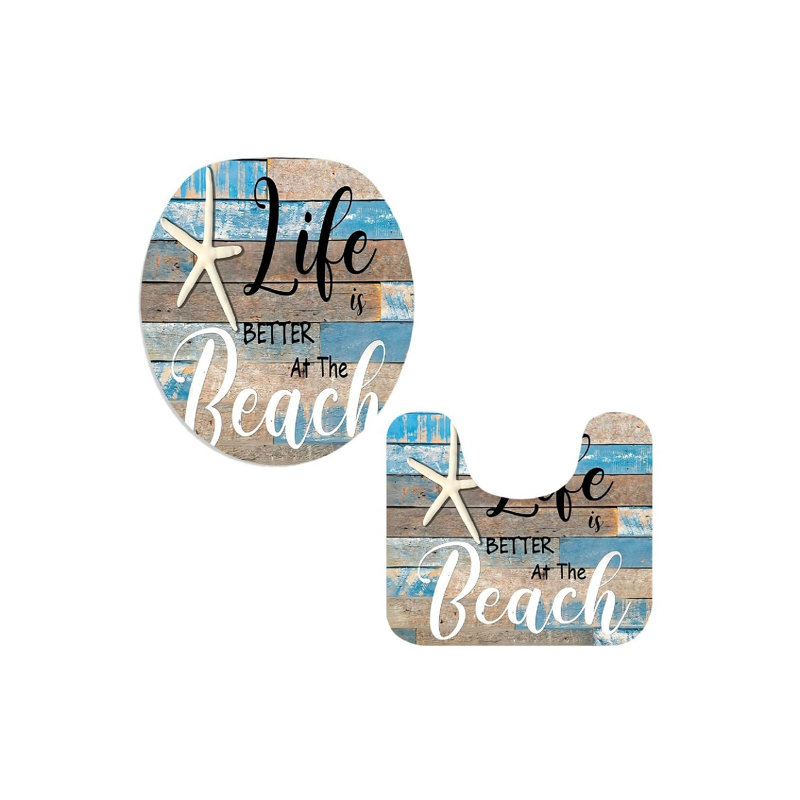 Ensemble de 2 tapis de toilette Blue Beach