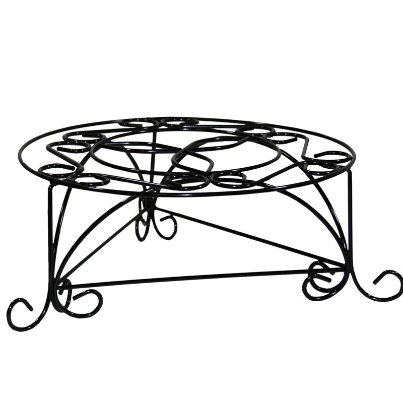 Support pour plante en mosaïque en métal H 6,34 ", plateau 14,4 - Transformez votre support de style maison en noir et or, décoration élégante
