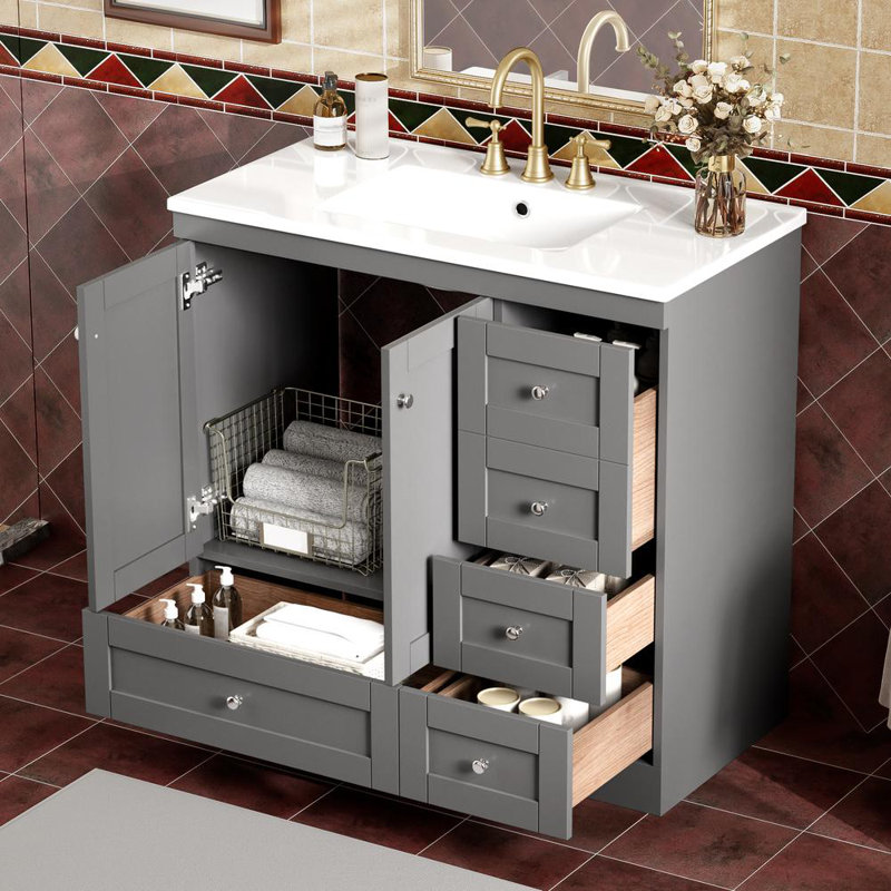 Meuble-lavabo élégant Shaker, Gris