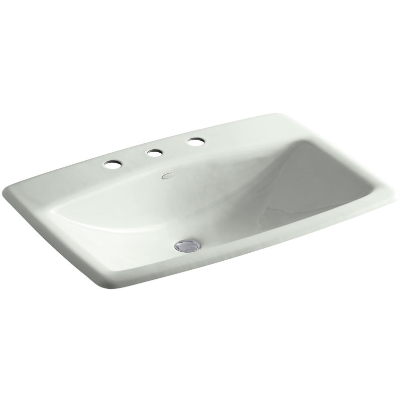 Lavabo de salle de bain rectangulaire encastré en métal avec trop-plein Man's Lav, Sel de mer
