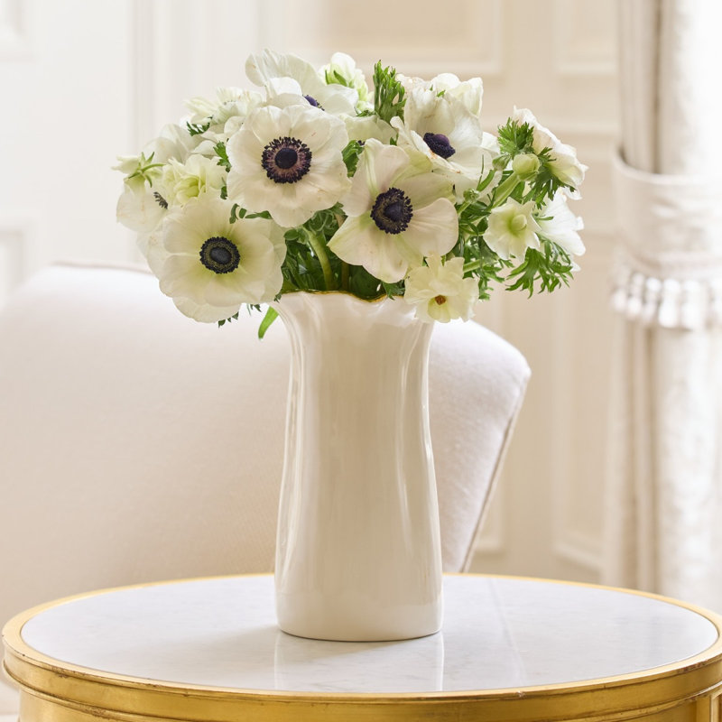 Valera Earthenware Table Vase, Cream