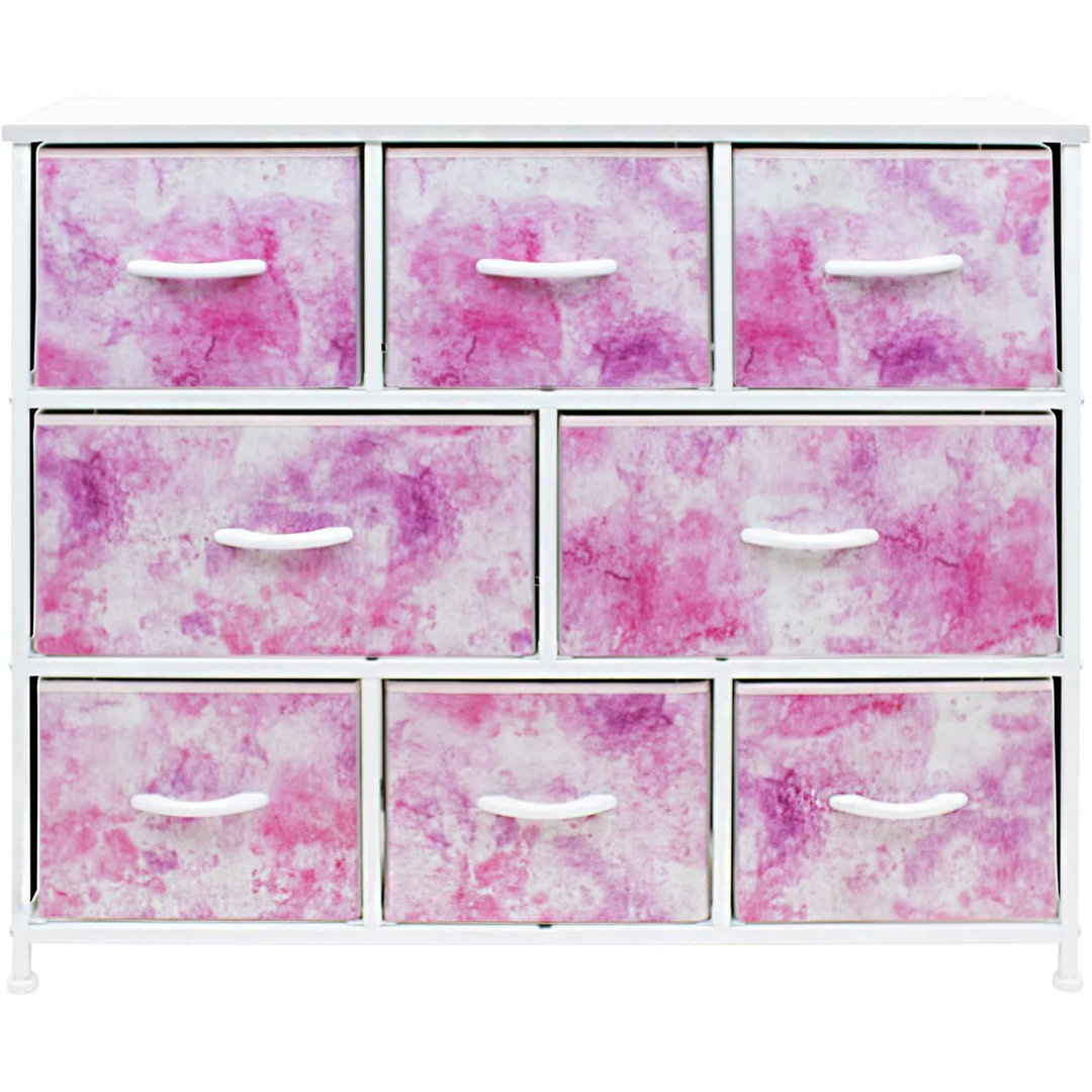 Sorbus 8 Drawers Wide Dresser with Steel Frame, Wood Top, and Fabric Bins in Tie Dye Sorbus