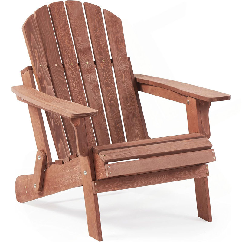 Chaise Adirondack pliante en bois surdimensionnée avec dossier de lit pré-assemblé, chaise de patio en bois pour patio