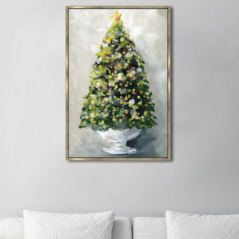 Arbre de Noël 1 - reproduction de cadre photo, H 36 po x l 24 po, Cadre flottant doré