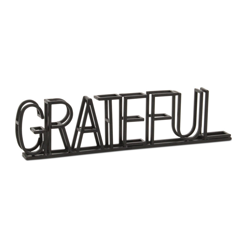 Colma Black Metal "Grateful" Table Sign