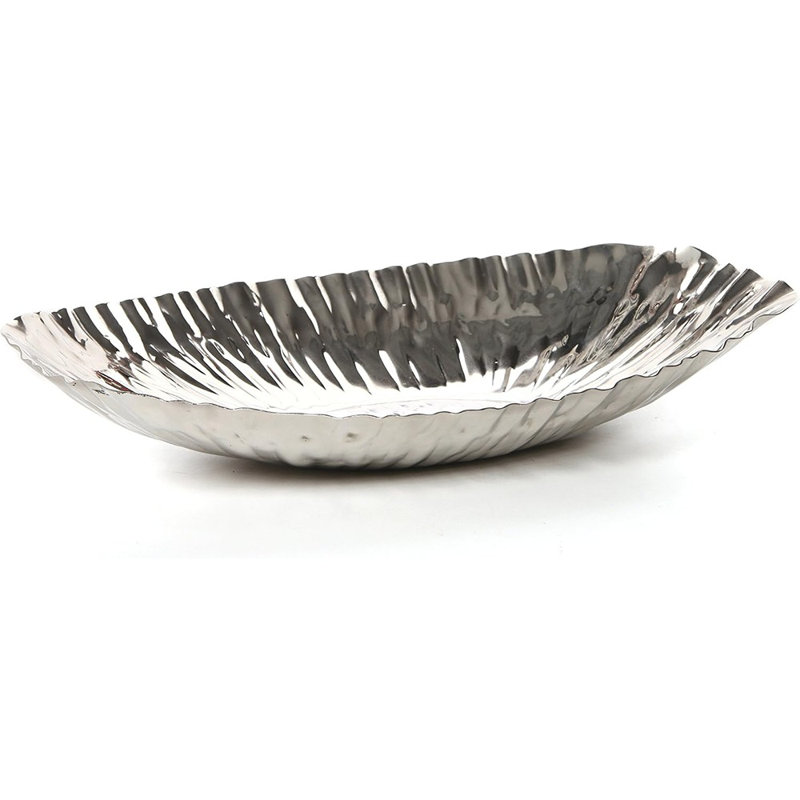 Silver Finish Decorative Tray, Versatile Centerpiece For Serving, Floral Arrangements, And Home Decor