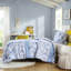 Housse de couette à rayures florales bleues double / grand, microfibre, fermeture à boutons, microfibre double / grand, bleu, cravate intérieure-116011181