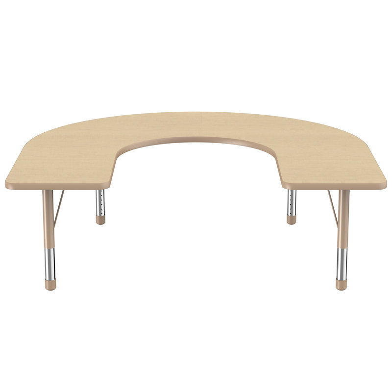 Table d'activité en fer 60 "x 66" avec pieds réglables, Chêne Pasadena / bleu marine, Épais, Noir, noir, noir, noir