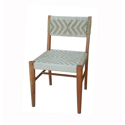 Stassa 19.5'' H Cotton Upholstered Acacia Side Chair