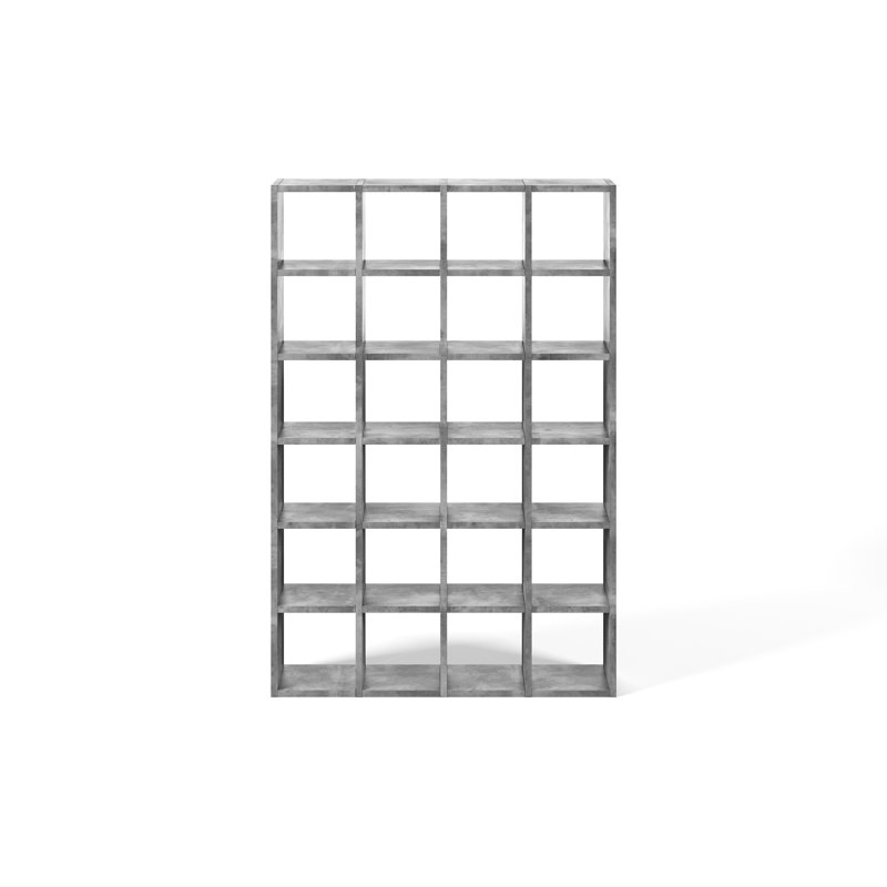 Patrick 224cm H x 150.8cm W Cube Bookcase, Grey Concrete