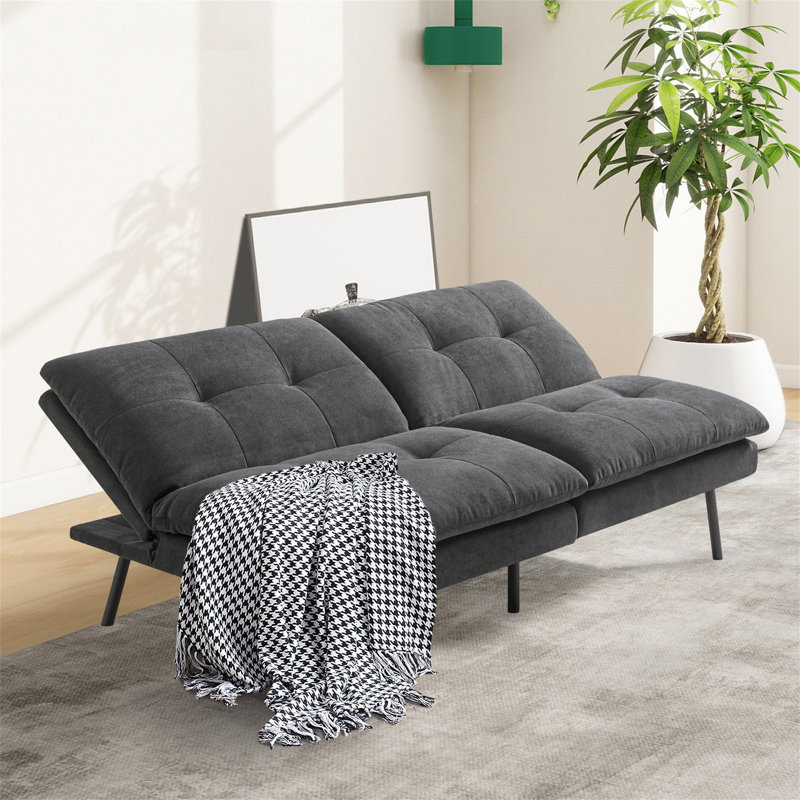 Petit canapé-lit capitonné de 68 po Pavithra, Polyester noir