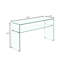 Console en verre, console en verre trempé transparent avec bureaux à bords arrondis, table de canapé