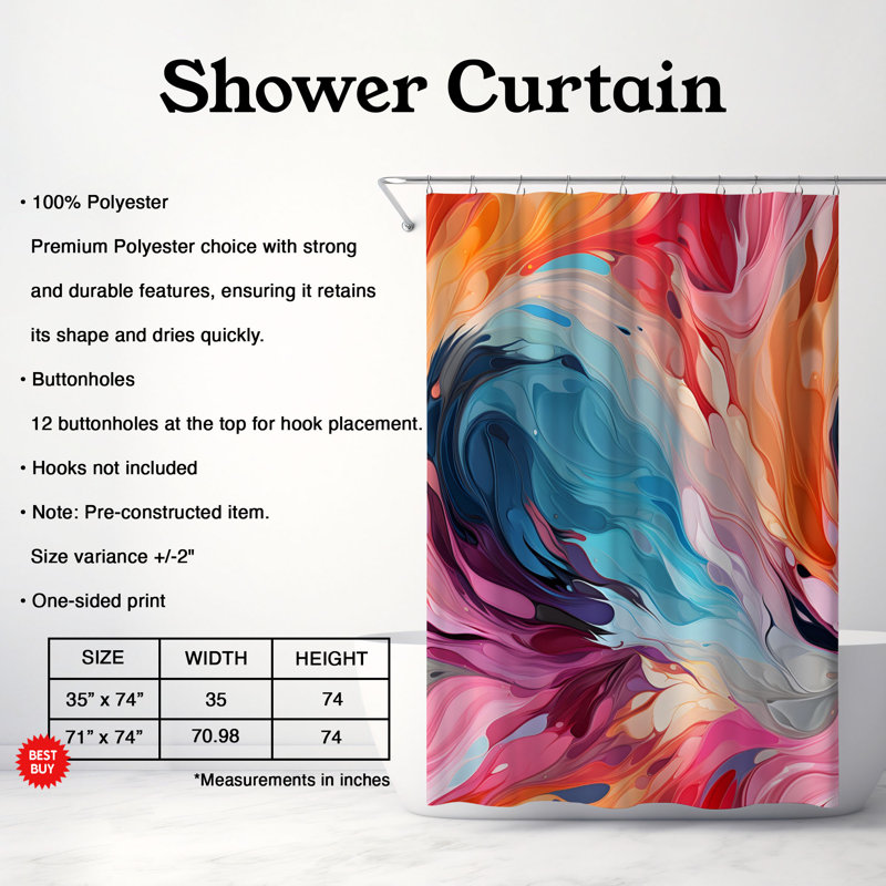 Paint Steaks - Rideau de douche Premium, H 74 po x l 71 po