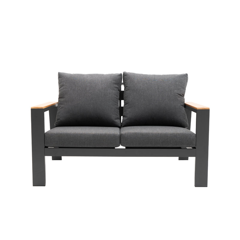 54.9'' Wide Straight Powder Coated Aluminum Loveseat with Cushions