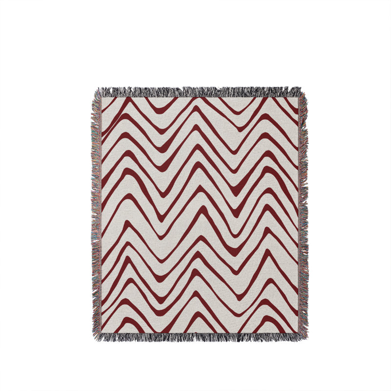 Jeté en coton Zig Zagg, 50 x 70, Rouge