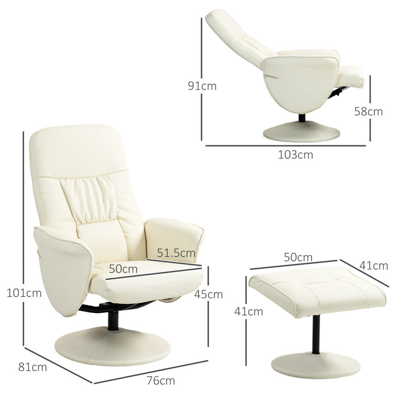 Copenhagan 76 Wide Recliner, Cream