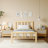 35” High Wooden Platform Bed With Headboard, Minimalist Modern Style, Metal Slat Support , No Box Spring Required-1228863247