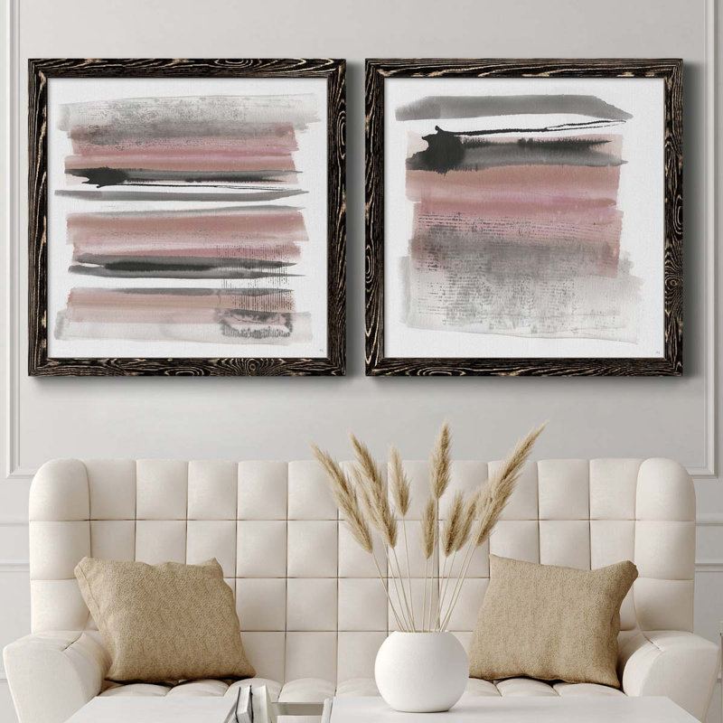 Sundown Turnwood I - ensemble de 2 peintures sur toile encadrées, Cadre noir, H 31,5 po x l 63 po x P 1,5 po