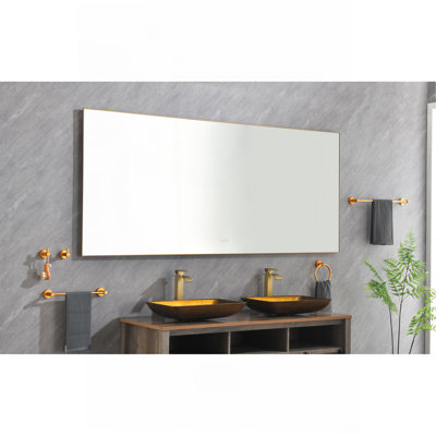 Miroir mural de salle de bain à DEL avec luminosité élevée, fonction antibuée séparée et gradateur