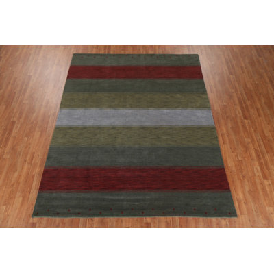 Striped Wool Gabbeh Oriental Area Rug 8x10