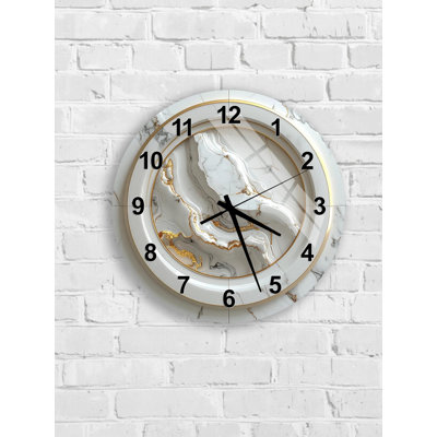 Horloge murale en verre trempé Agate Design, décoration murale en marbre blanc doré, horloge de bureau à domicile, horloge silencieuse unique, décor d'art de salon