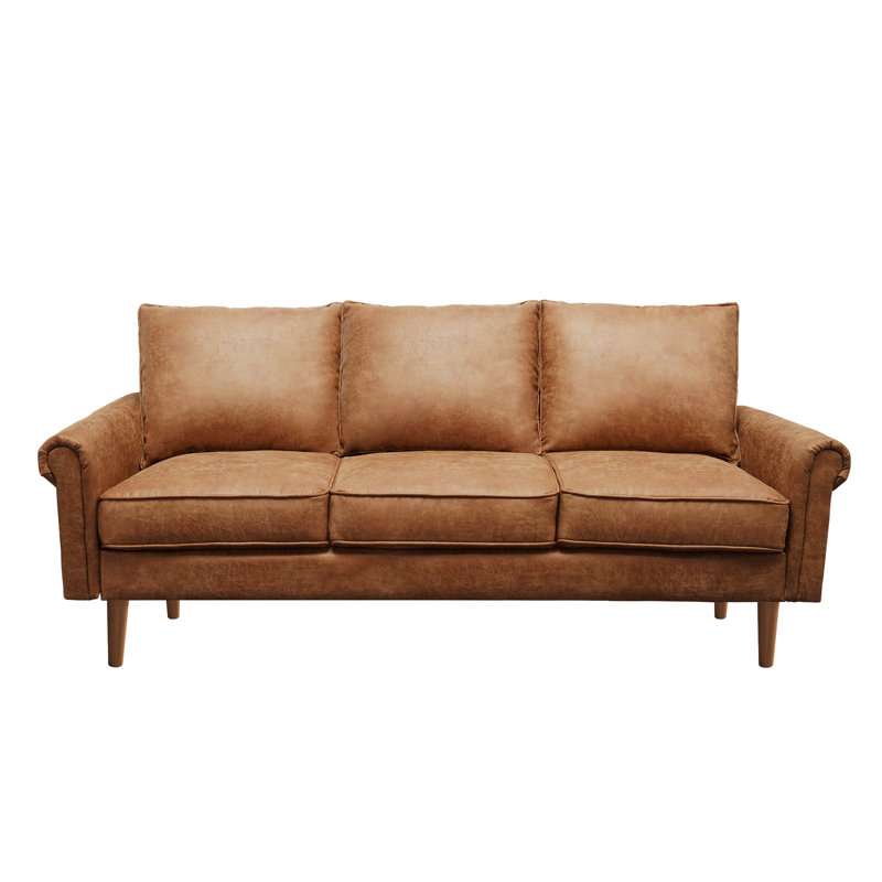 Rayyan 73'' Rolled Arms Faux Leather Sofa