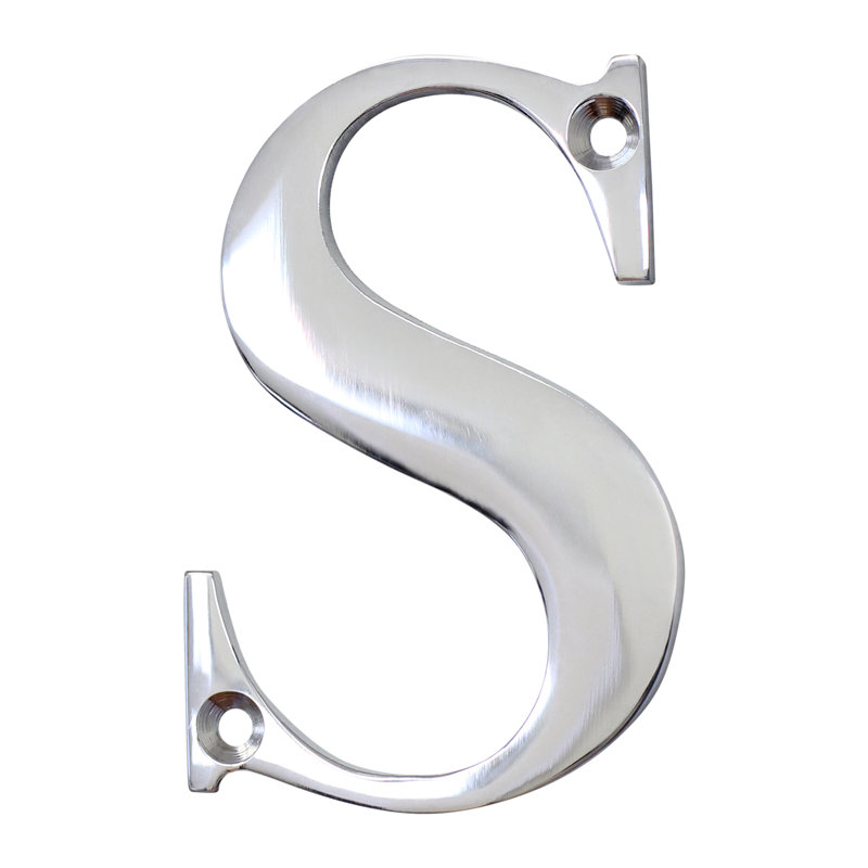 Lettre de montage en laiton 3 po H, Chrome poli, S