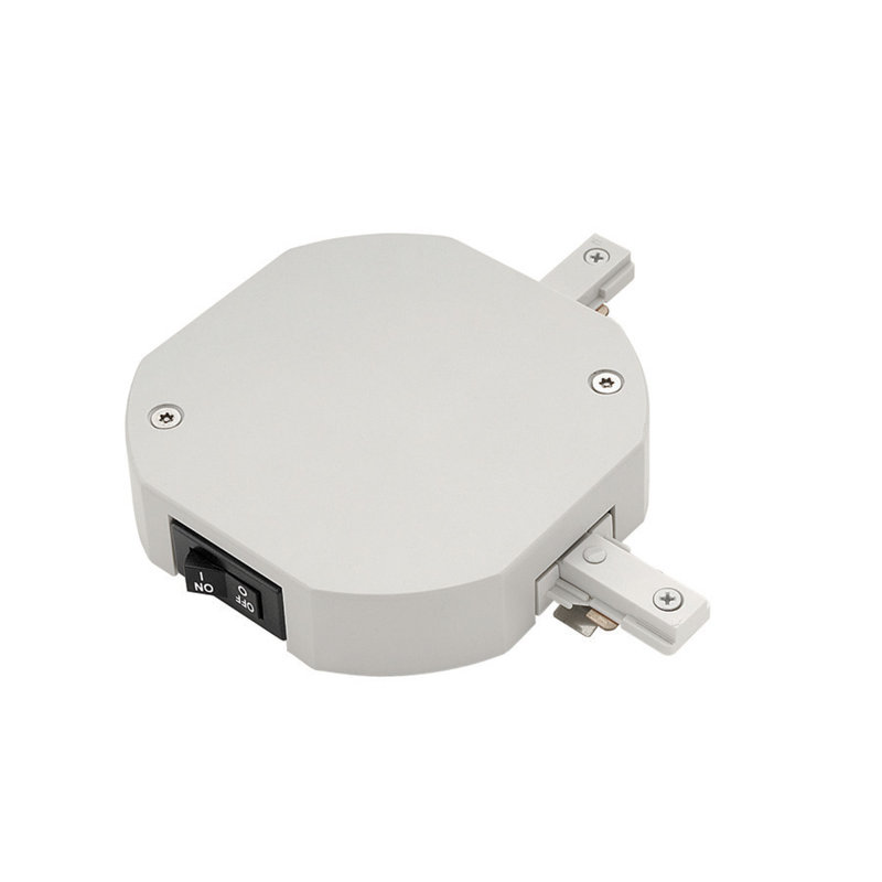 Track Current Limiter Right L Connector with 2 Breakers for Single Circuit H Track, White, 10.0A