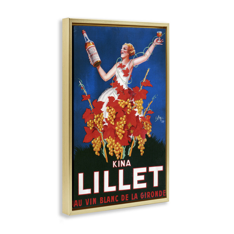 Art mural rétro sur toile flottante, encadré par Kina Lillet, H 31 po x l 21 po, Cadre flottant métallique doré