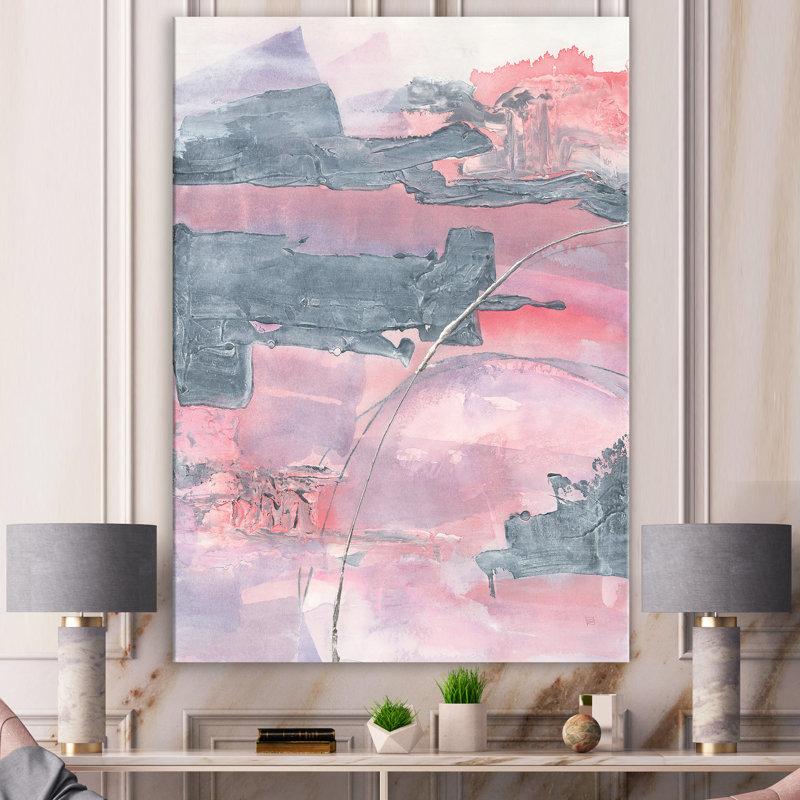 Durty Shabby Pink Blush II - reproduction d'art sur toile tendue, H 40 po x l 30 po x 1,5 po