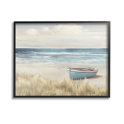 «Boat on Grassy Shore», art de la giclée encadrée par Amber Sterling
