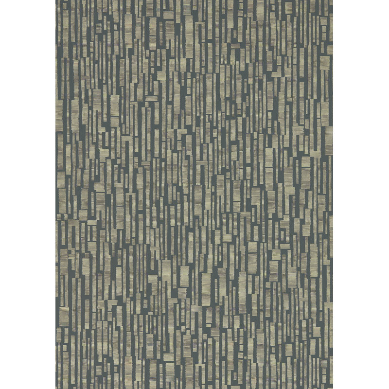 Series Geometric Metallic Wallpaper Roll, Ebony