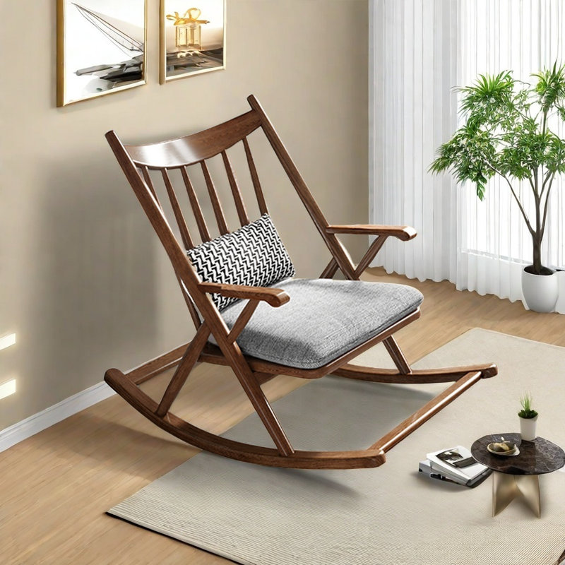 Chaise berçante en bois de frêne, Jaune