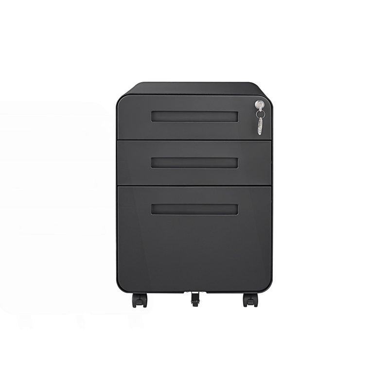 3 Drawer Mobile File Cabinet, Simple Style Versatile Storage Cabinet, Living Room Storage Cabinet, Black