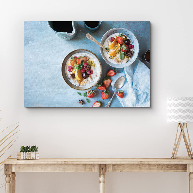 Avoine avec fraises, oranges et cerises, H 24 po x l 36 po