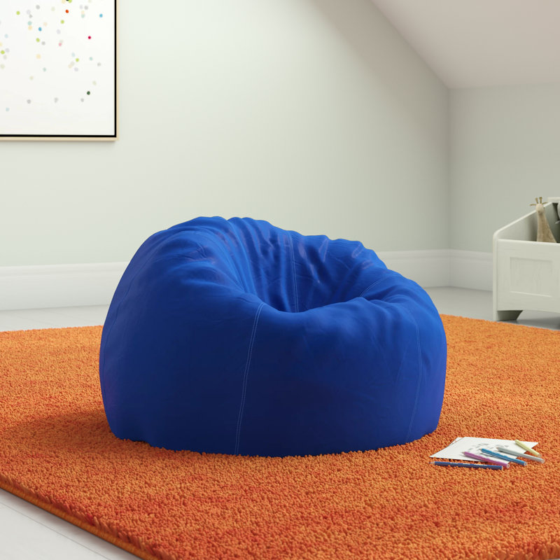 Fauteuil à billes en coton Classic, Sergé de coton bleu royal, Petit