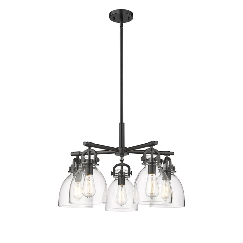 Lustre suspendu 5 lumières 7 po Avacyn, Transparent, Noir mat